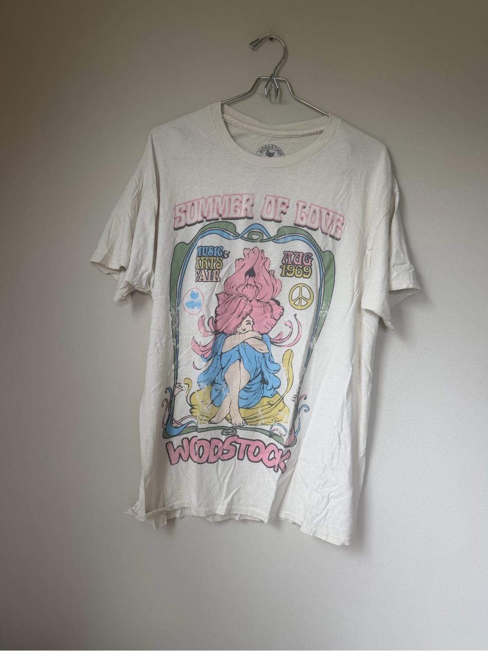 Woodstock 'Summer of Love' Graphic band women’s Tee - ivory